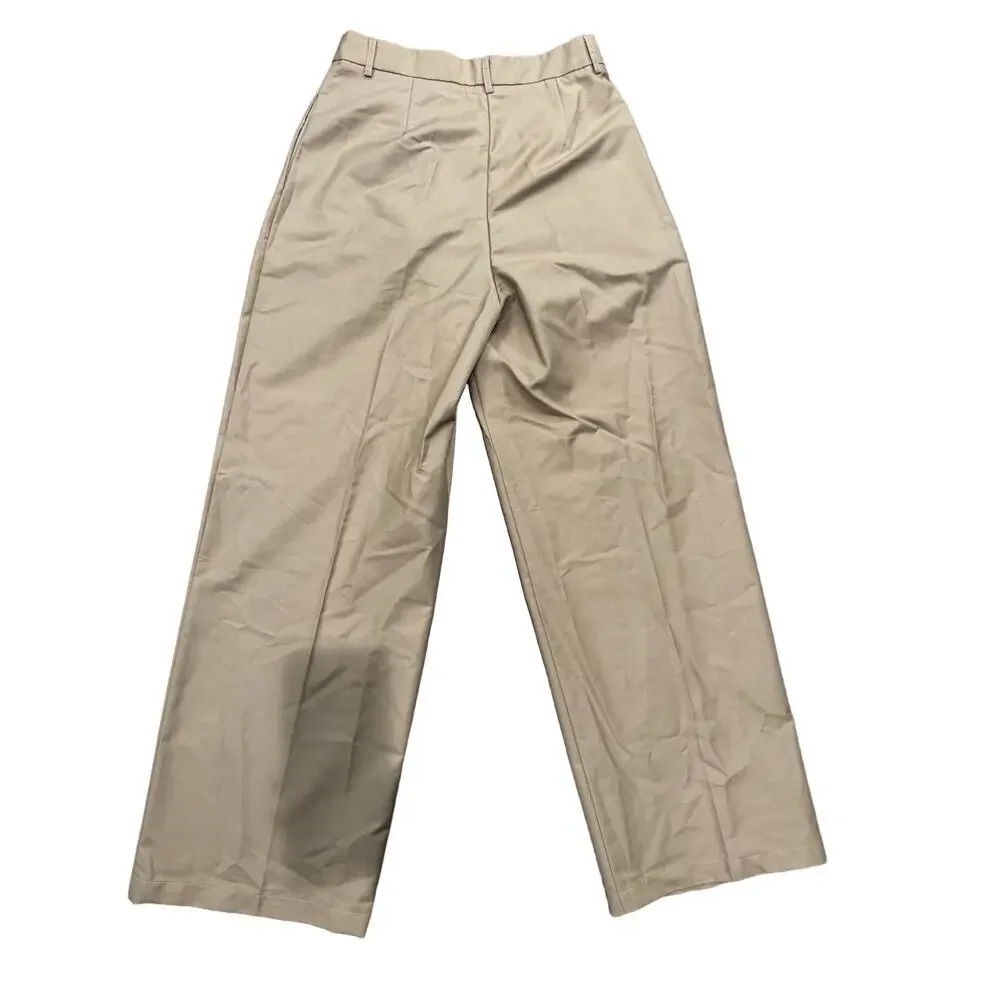 Commense Dress Pants Womens Medium Beige Polyester Pleated Business NWT